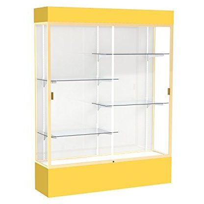 Spirit  60"&quotW X 80"&quotH X 16"&quotD  Lighted Floor Case  White Back  Champagne Finish  Goldenrod Base And Top