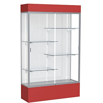 Spirit  48"&quotW X 80"&quotH X 16"&quotD  Lighted Floor Case  White Back  Satin Finish  Red Base And Top