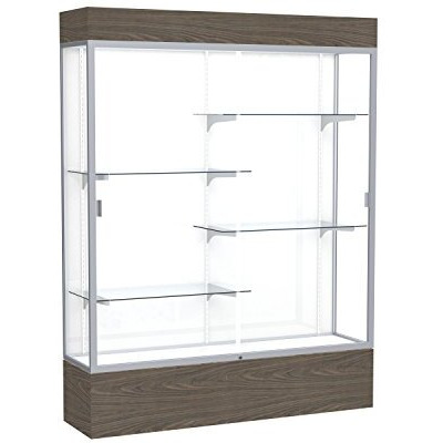 Reliant   60"&quotW X 80"&quotH X 16"&quotD  Lighted Floor Case  White Back  Satin Finish   Walnut Vinyl Base