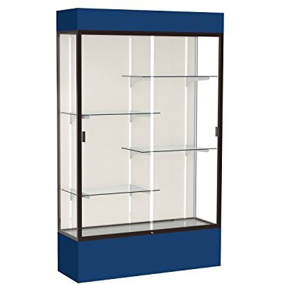 Spirit  48"&quotW X 80"&quotH X 16"&quotD  Lighted Floor Case  Plaque Back  Dk. Bronze Finish  Navy Base And Top