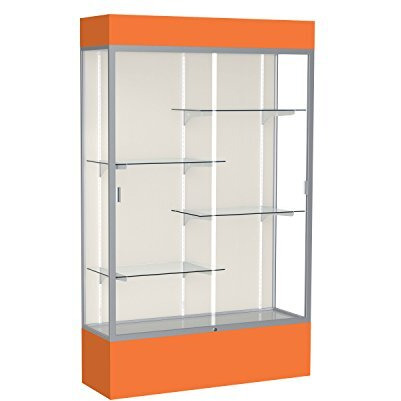 Spirit  48"&quotW X 80"&quotH X 16"&quotD  Lighted Floor Case  Plaque Back  Satin Finish  Orange Base And Top