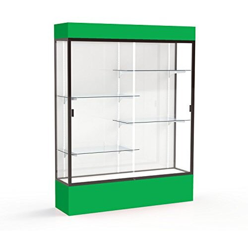 Spirit  60"&quotW X 80"&quotH X 16"&quotD  Lighted Floor Case  White Back  Dk. Bronze Finish  Kelly Green Base And Top