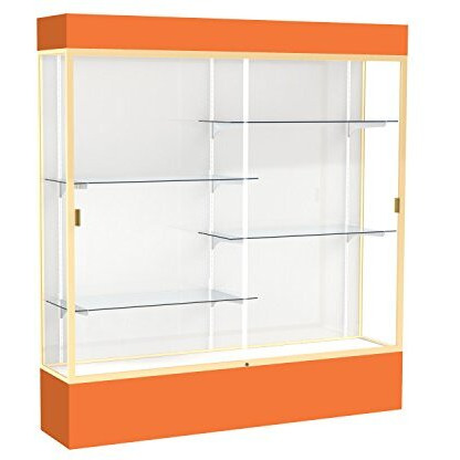 Spirit  72"&quotW X 80"&quotH X 16"&quotD  Lighted Floor Case  White Back  Champagne Finish  Orange Base And Top
