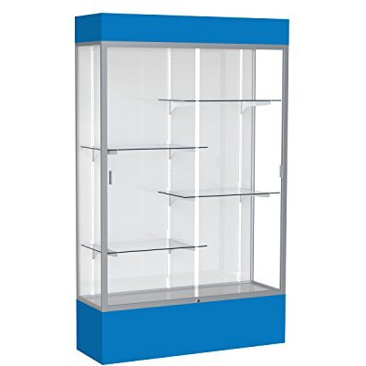 Spirit  48"&quotW X 80"&quotH X 16"&quotD  Lighted Floor Case  White Back  Satin Finish  Royal Blue Base And Top