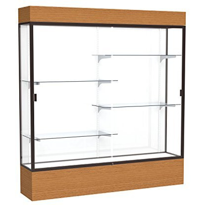 Reliant   72"&quotW X 80"&quotH X 16"&quotD  Lighted Floor Case  White Back  Dk. Bronze Finish   Carmel Oak Base