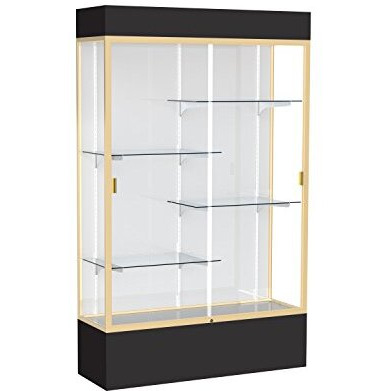 Spirit  48"&quotW X 80"&quotH X 16"&quotD  Lighted Floor Case  White Back  Champagne Finish  Black Base And Top