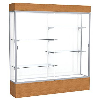 Reliant   72"&quotW X 80"&quotH X 16"&quotD  Lighted Floor Case  White Back  Satin Finish   Carmel Oak Base