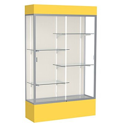 Spirit  48"&quotW X 80"&quotH X 16"&quotD  Lighted Floor Case  Plaque Back  Satin Finish  Goldenrod Base And Top