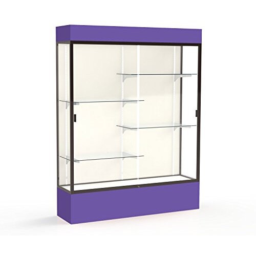 Spirit  60"&quotW X 80"&quotH X 16"&quotD  Lighted Floor Case  Plaque Back  Dk. Bronze Finish  Purple Base And Top