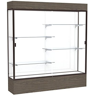 Reliant   72"&quotW X 80"&quotH X 16"&quotD  Lighted Floor Case  White Back  Dk. Bronze Finish   Walnut Vinyl Base
