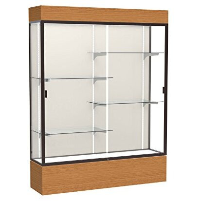 Reliant   60"&quotW X 80"&quotH X 16"&quotD  Lighted Floor Case  Plaque Back  Dk. Bronze Finish   Carmel Oak Base