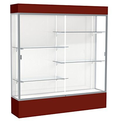 Spirit  72"&quotW X 80"&quotH X 16"&quotD  Lighted Floor Case  White Back  Satin Finish  Maroon Base And Top