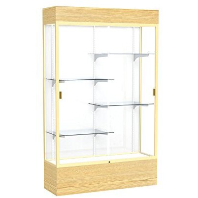 Reliant   48"&quotW X 80"&quotH X 16"&quotD  Lighted Floor Case  White Back  Champagne Finish   Lt. Oak Vinyl Base