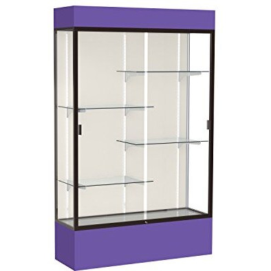 Spirit  48"&quotW X 80"&quotH X 16"&quotD  Lighted Floor Case  Plaque Back  Dk. Bronze Finish  Purple Base And Top