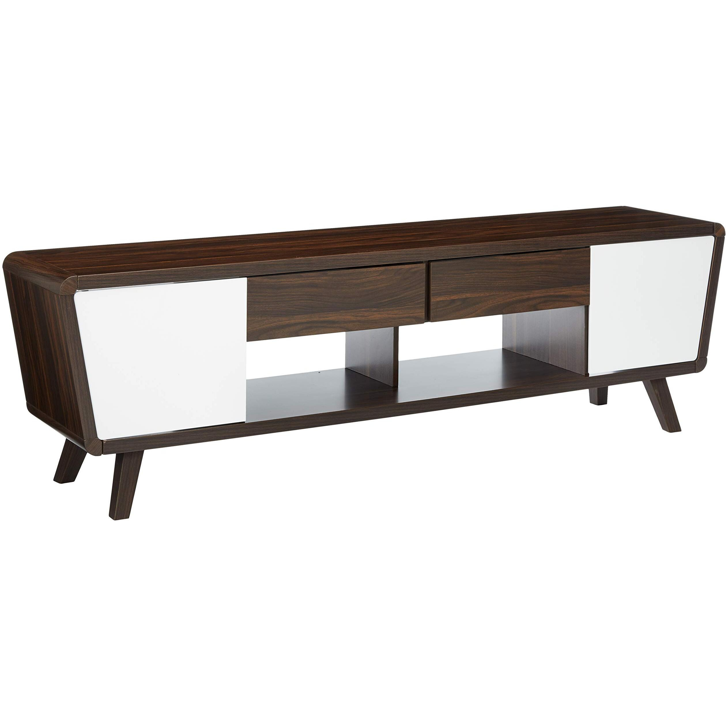 Mid-Century Modern Dark Walnut Tv Console