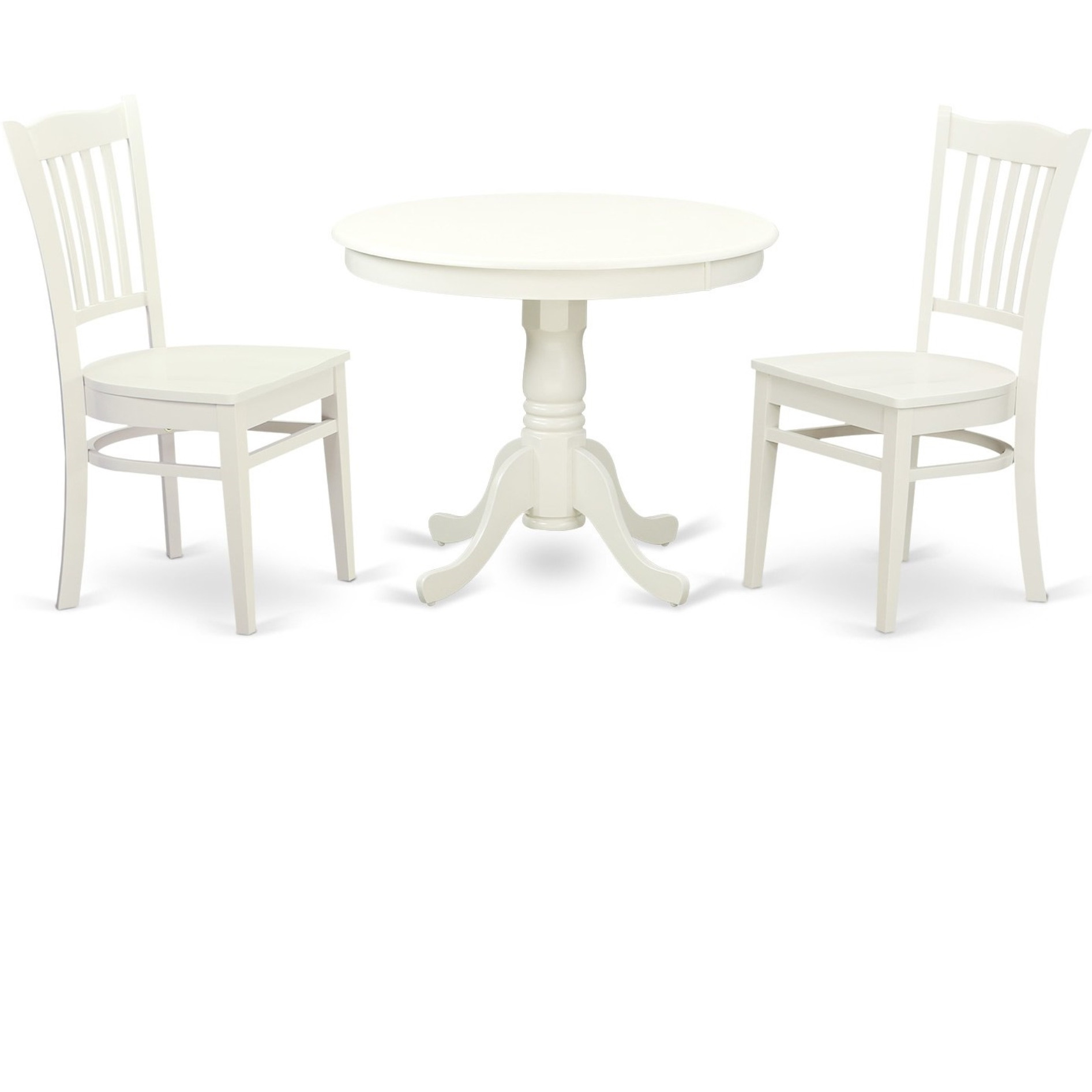 3  Pc  Set  With  A  Table  And  2  Wood  Dinette  Chairs  In  Linen  White.