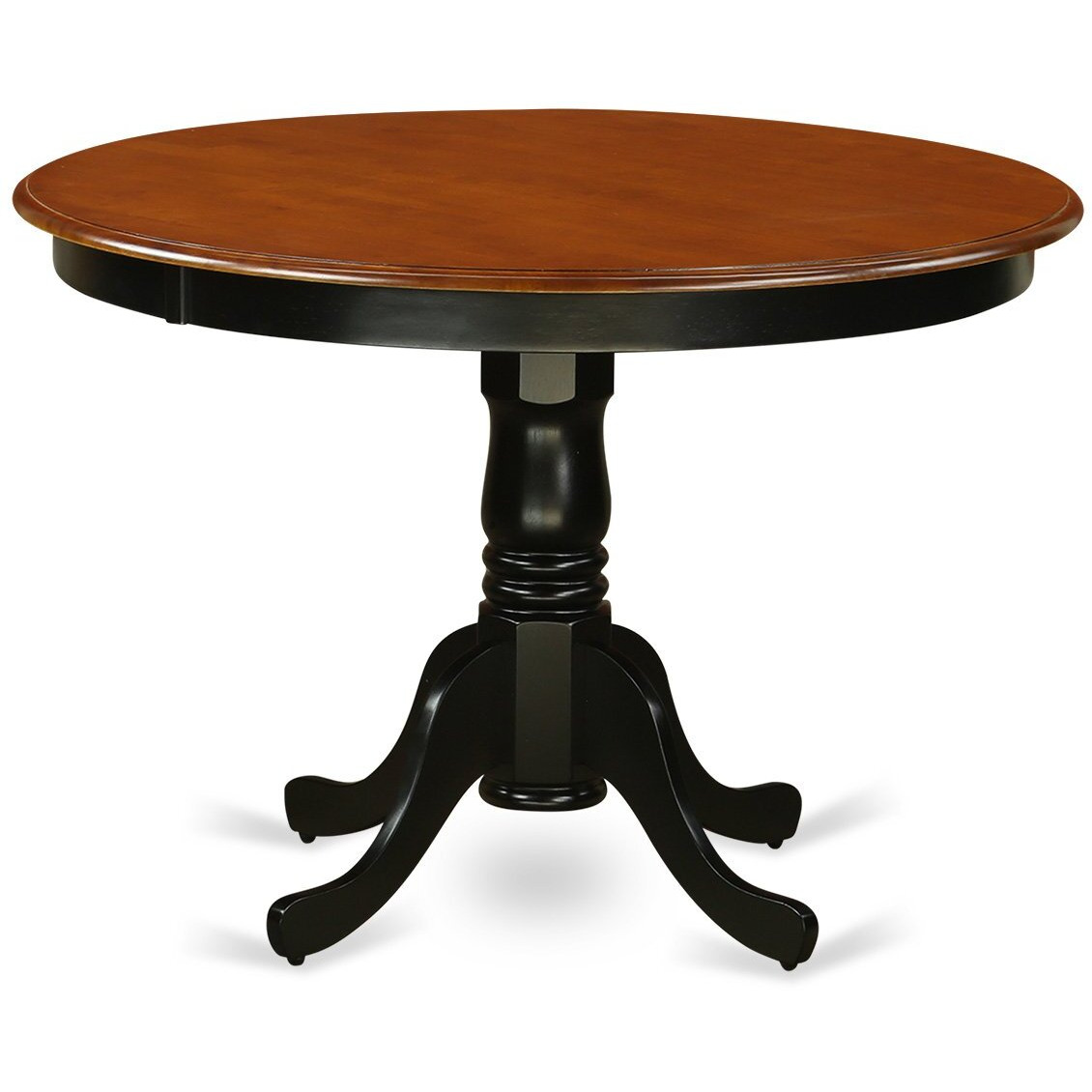 East West Furniture Hlan3-Bch-Lc 3 Piece Dining Room Table Set Contains A Round Kitchen Table With Pedestal And 2 Faux Leather Upholstered Dining Chairs  42X42 Inch  Black & Cherry