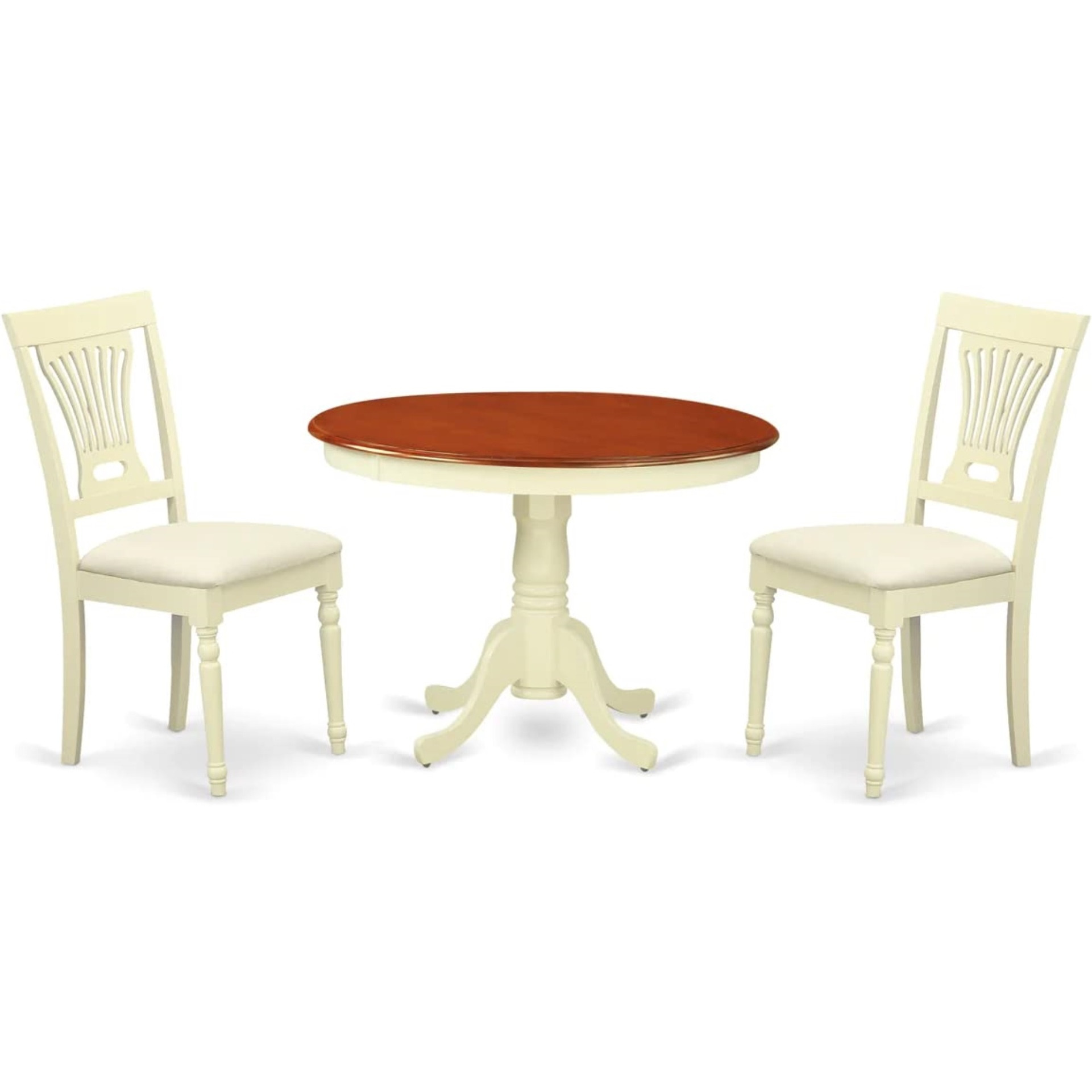 Hlpl3-Bmk-C 3 Pc Set With A Dining Table And 2Seat Dinette Kitchen Chairs In Buttermilk And Cherry .