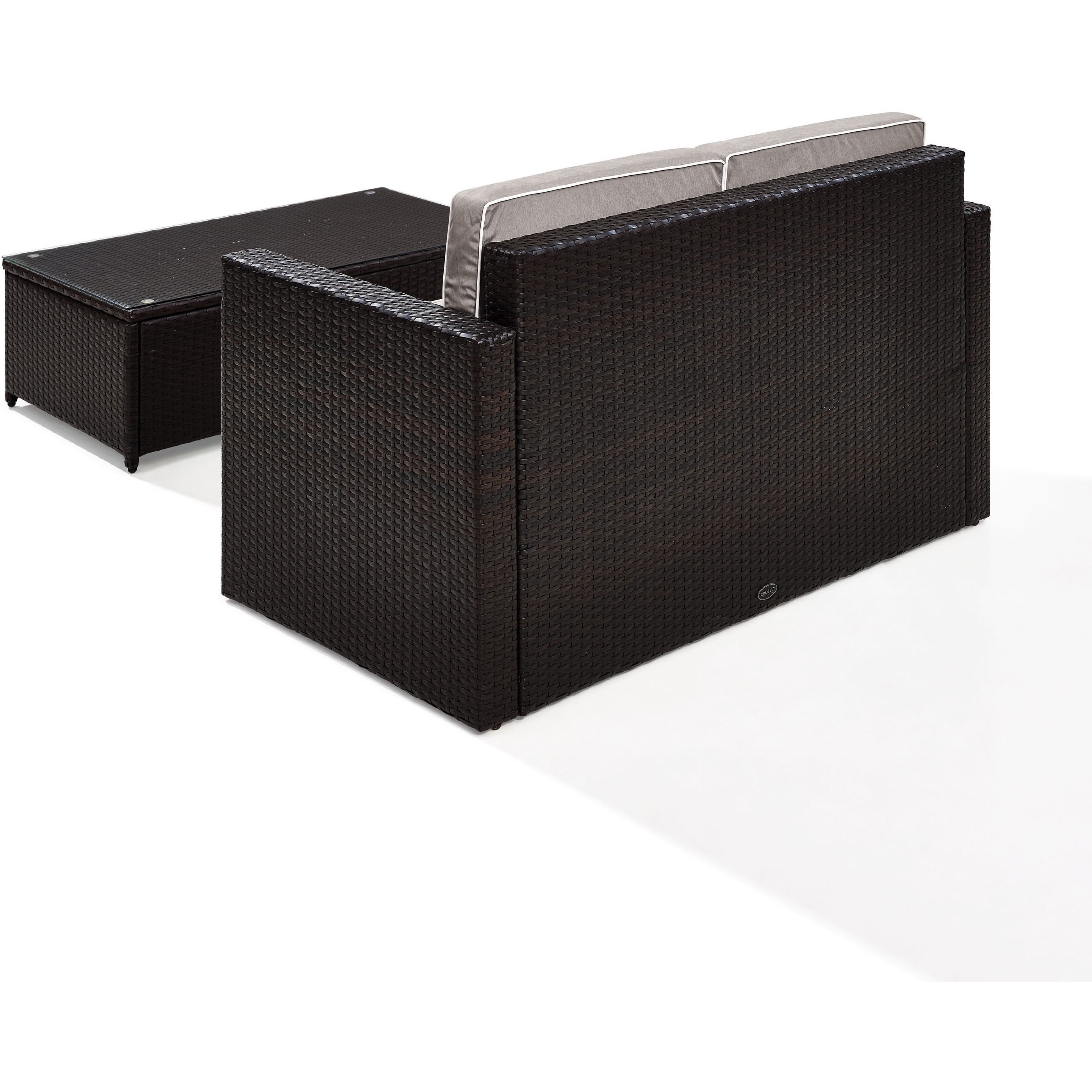 Palm Harbor 2Pc Outdoor Wicker Conversation Set Gray/Brown - Loveseat & Coffee Table