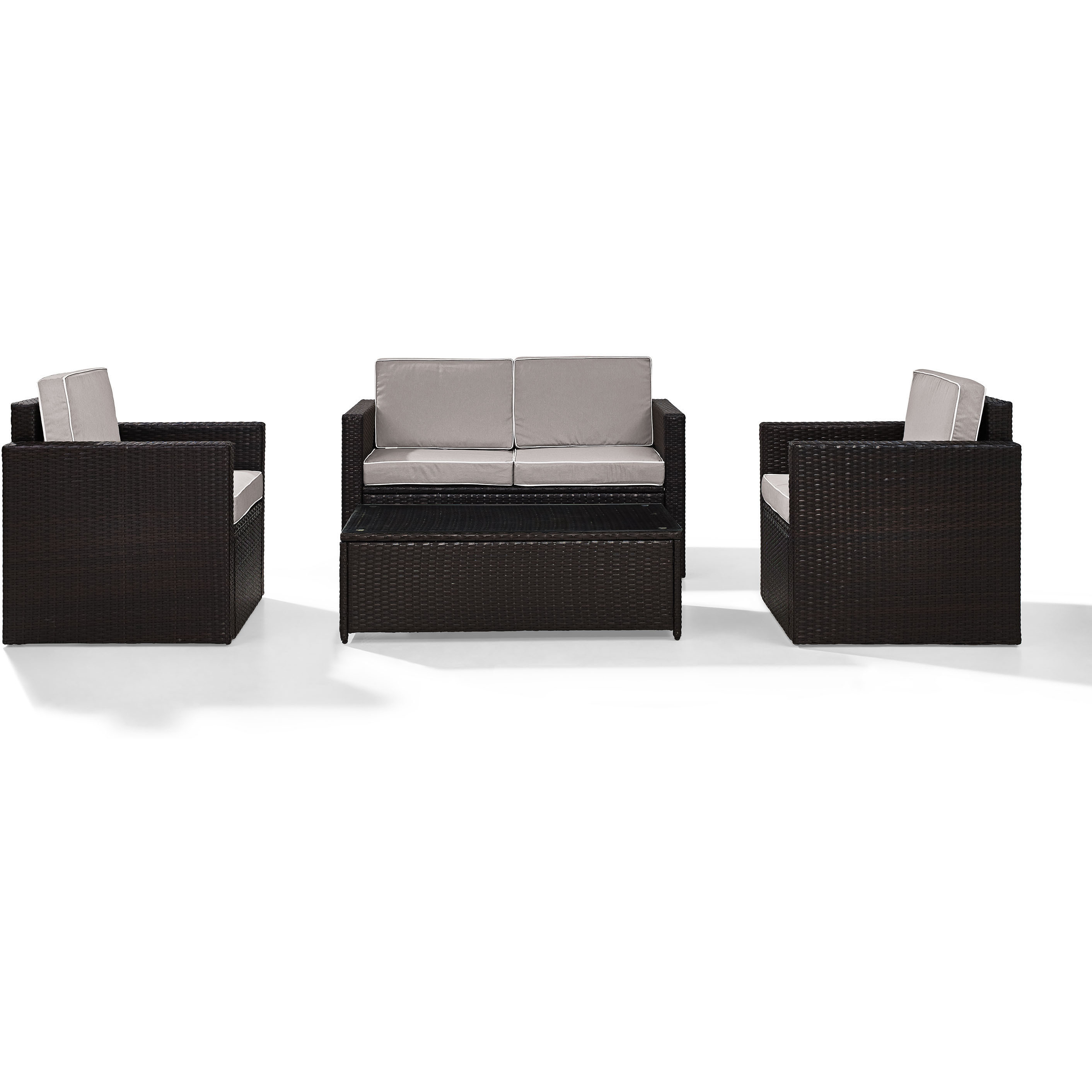 Palm Harbor 4Pc Outdoor Wicker Conversation Set Gray/Brown - Loveseat  Coffee Table  & 2 Chairs