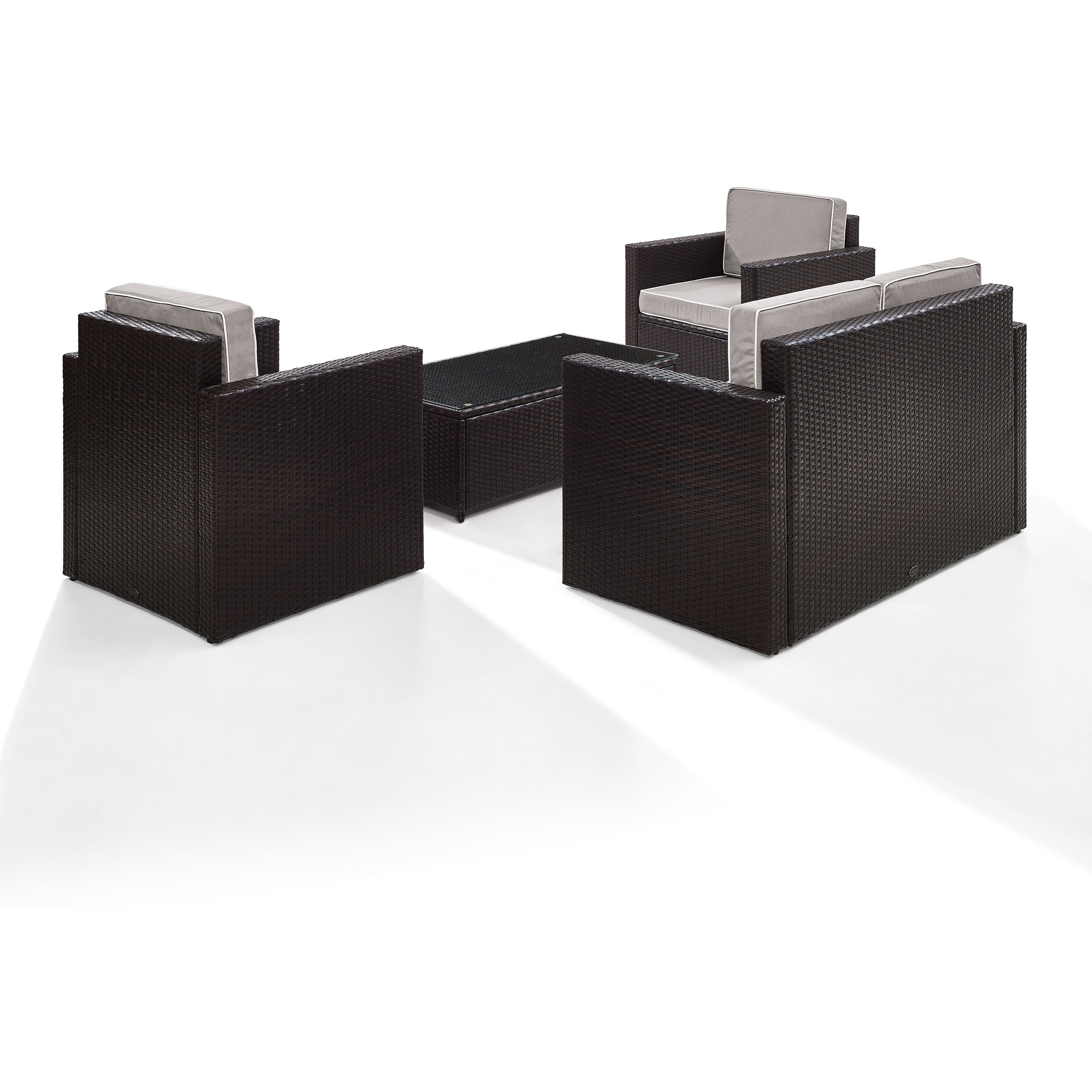 Palm Harbor 4Pc Outdoor Wicker Conversation Set Gray/Brown - Loveseat  Coffee Table  & 2 Chairs
