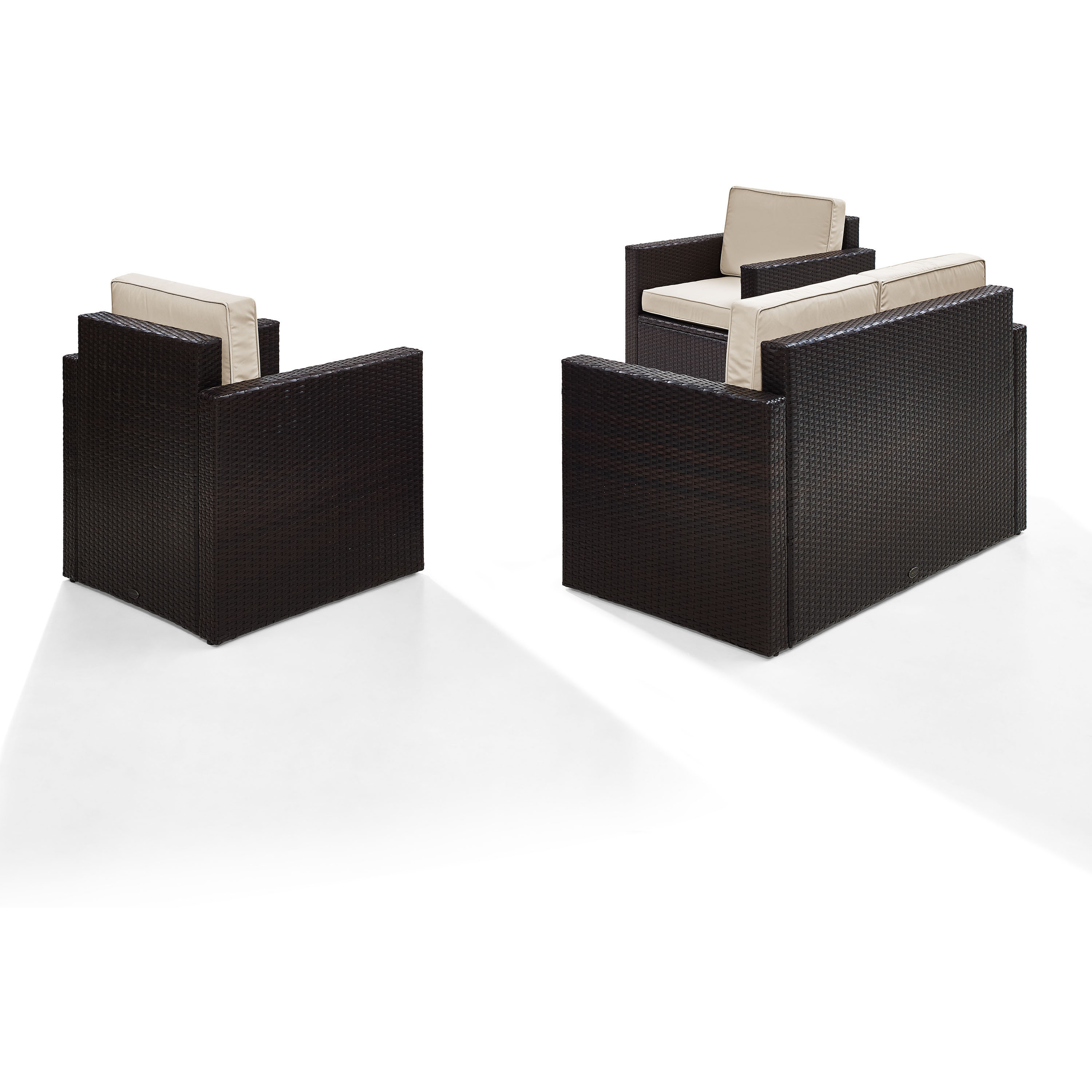 Palm Harbor 3Pc Outdoor Wicker Conversation Set Sand/Brown - Loveseat & 2 Chairs