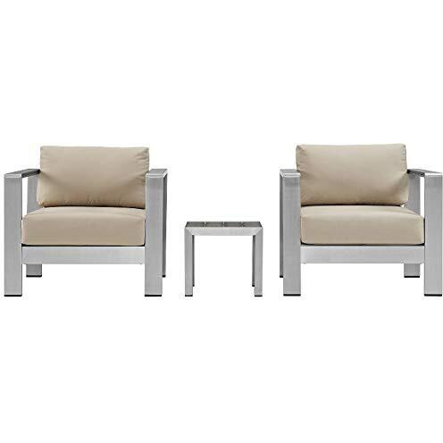 Shore 3 Piece Outdoor Patio Aluminum Sectional Sofa Set