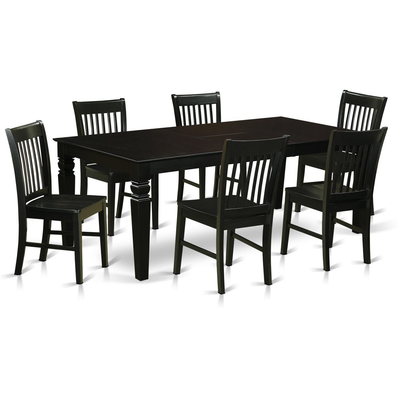 7  Pc  Dining  Room  Set  With  A  Dinning  Table  And  6  Wood  Dining  Chairs  In  Black