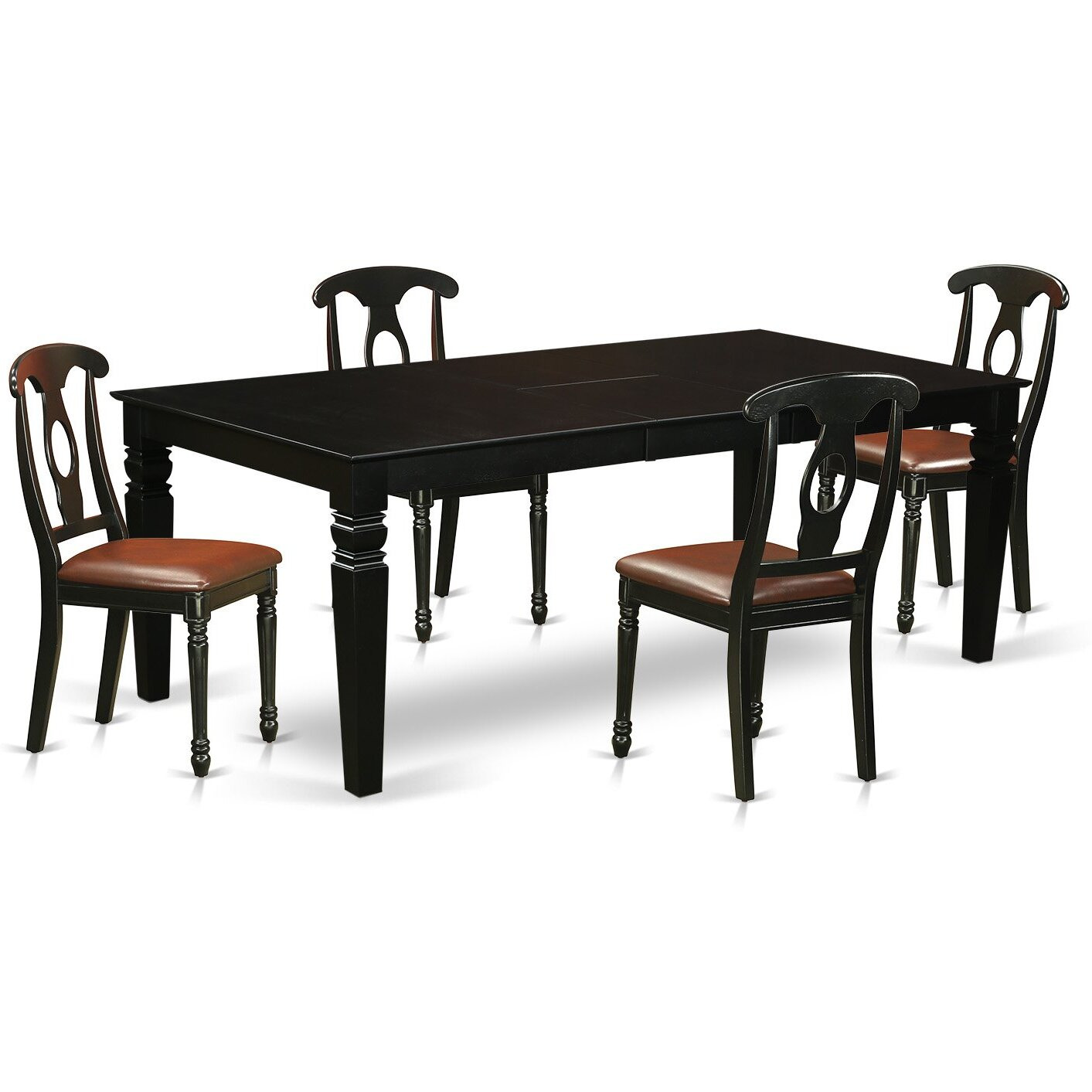 5  Pc  Dining  Room  Set  With  A  Kitchen  Table  And  4  Leather  Dining  Chairs  In  Black