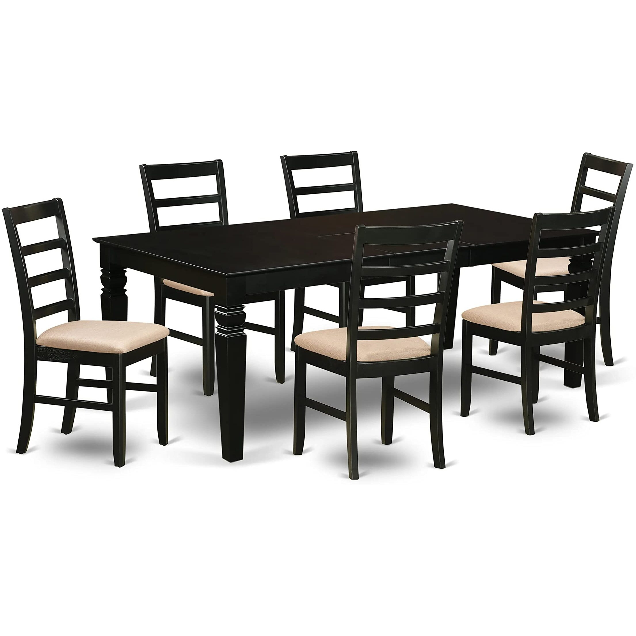 East West Furniture Lgpf7-Blk-C Logan 7 Piece Kitchen Set Consist Of A Rectangle Table With Butterfly Leaf And 6 Linen Fabric Upholstered Dining Chairs  42X84 Inch