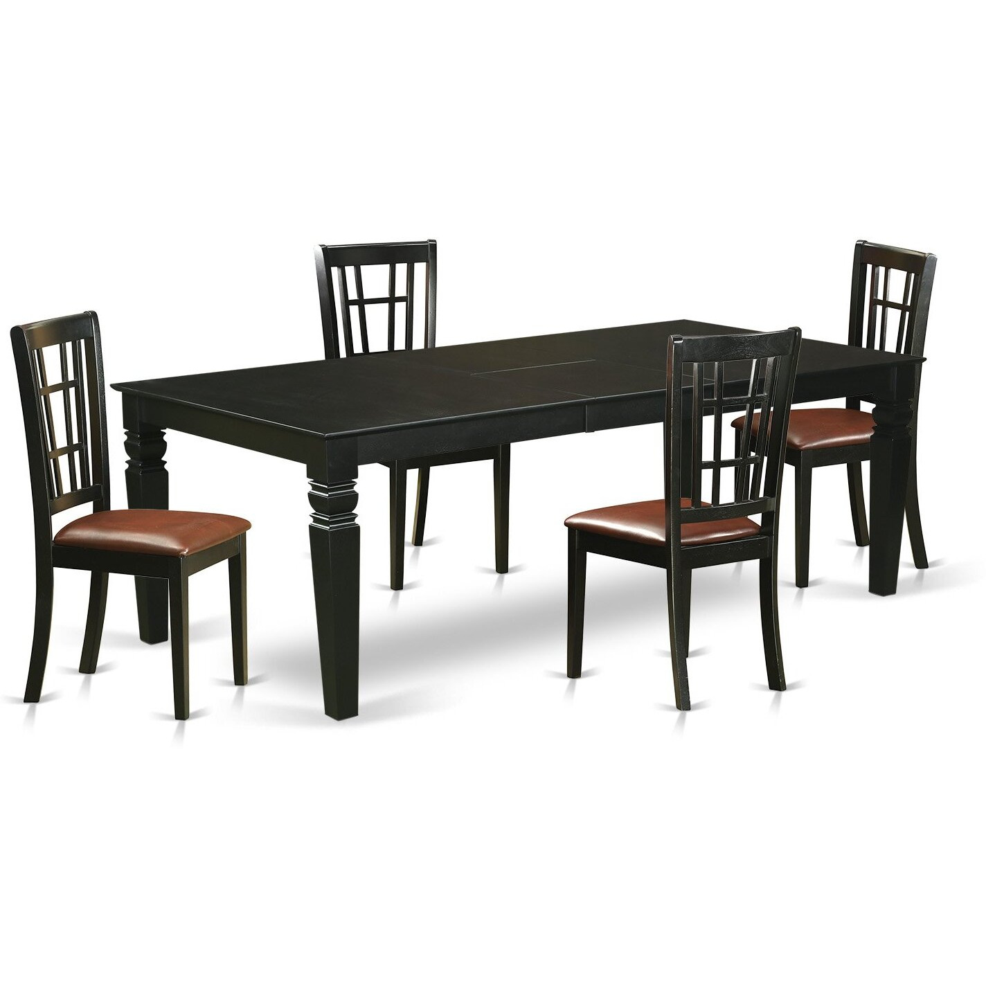 5  Pc  Dinette  Set  With  A  Dinning  Table  And  4  Leather  Dining  Chairs  In  Black