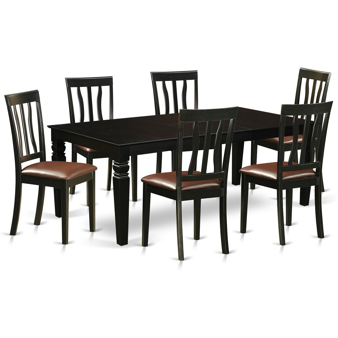 7  Pc  Dining  Set  With  A  Dinning  Table  And  6  Leather  Dining  Chairs  In  Black