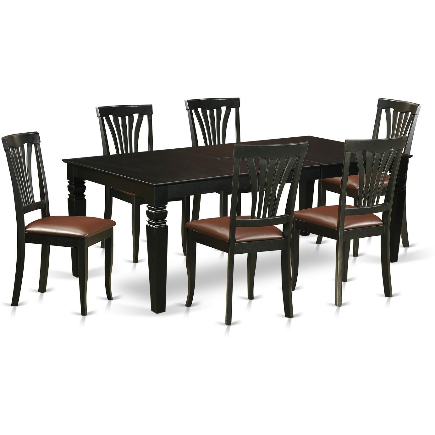 7  Pc  Dining  Room  Set  With  A  Dining  Table  And  6  Leather  Dining  Chairs  In  Black