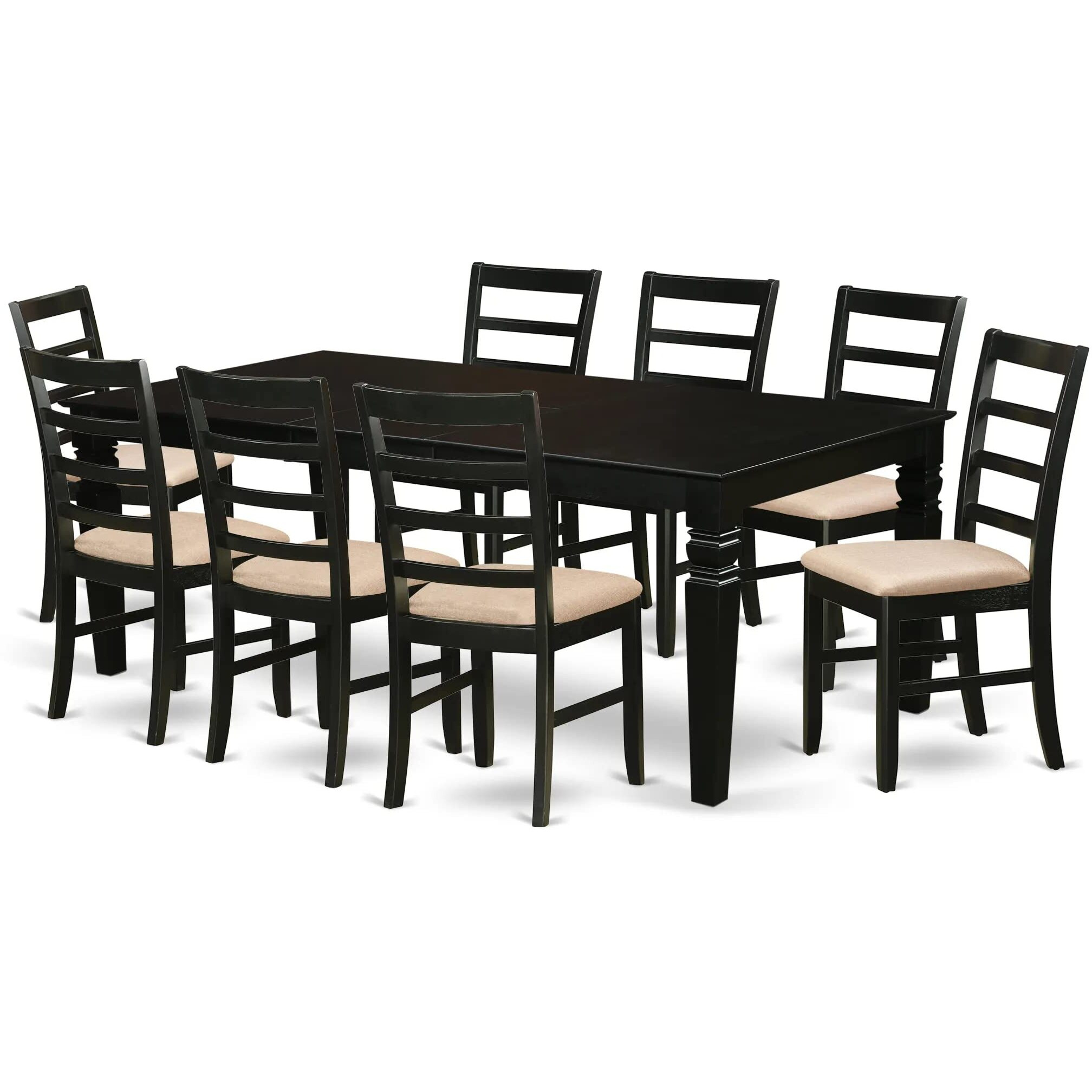 Lgpf9-Blk-C 9 Pc Dining Room Set With A Kitchen Table And 8 Kitchen Chairs In Black
