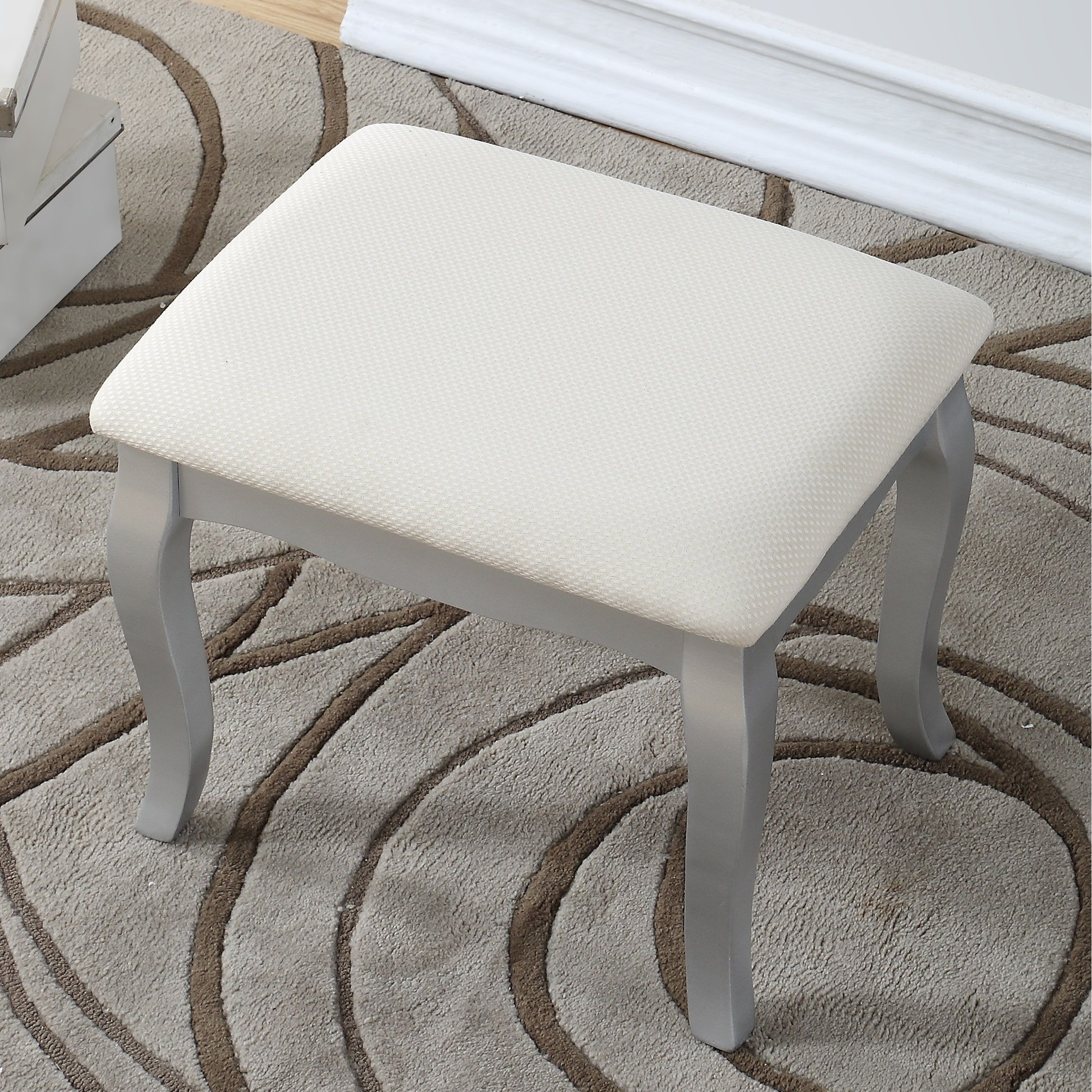 Ashley Wood Make-Up Vanity Table And Stool Set  Silver