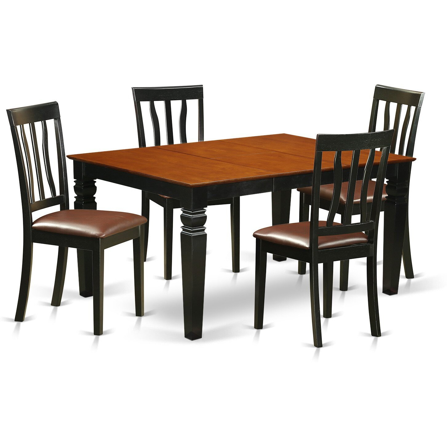 East West Furniture Wean5-Bch-Lc 5 Piece Set Includes A Rectangle Dining Room Table With Butterfly Leaf And 4 Faux Leather Upholstered Chairs  42X60 Inch
