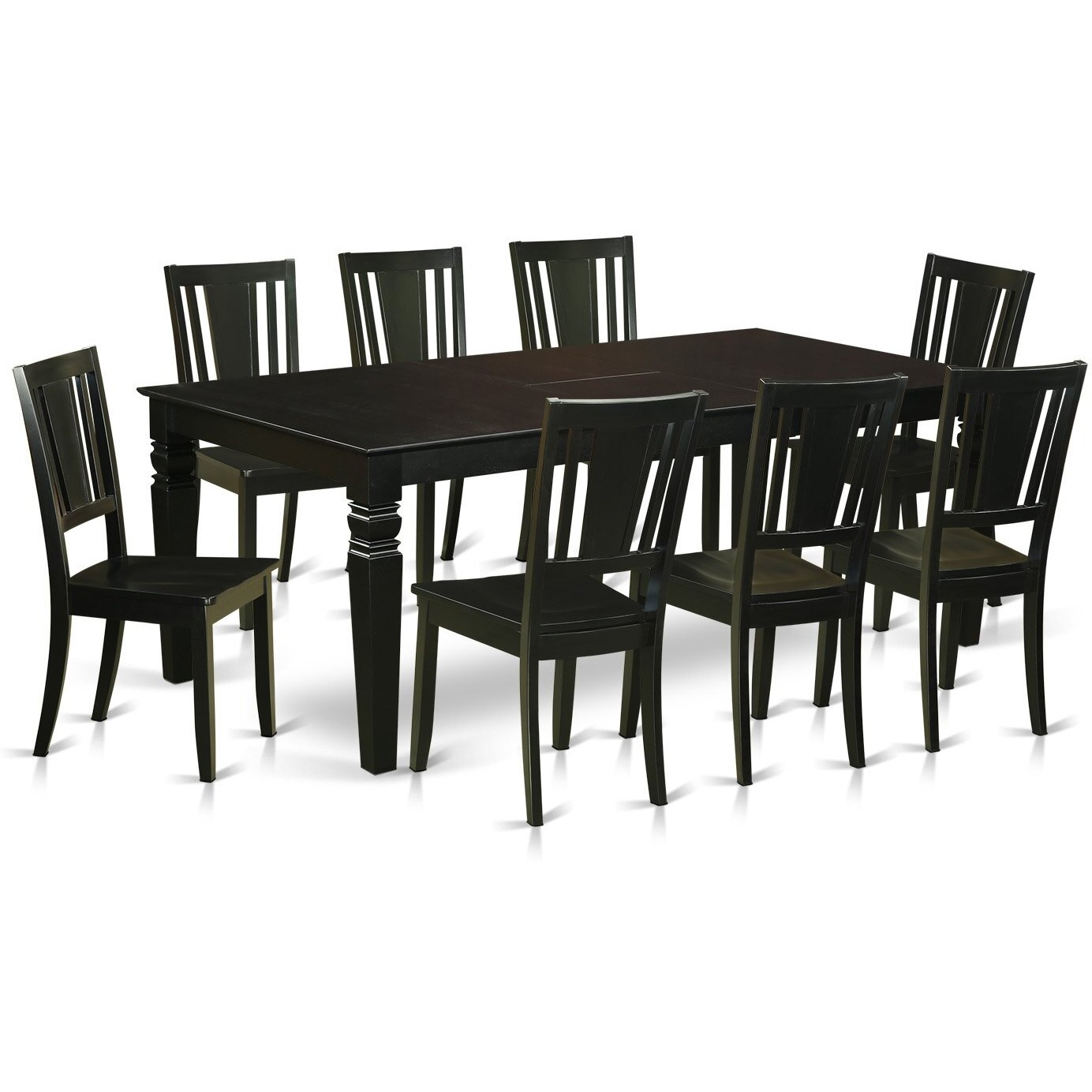 9  Pc  Dinette  Set  With  A  Dinning  Table  And  8  Wood  Kitchen  Chairs  In  Black