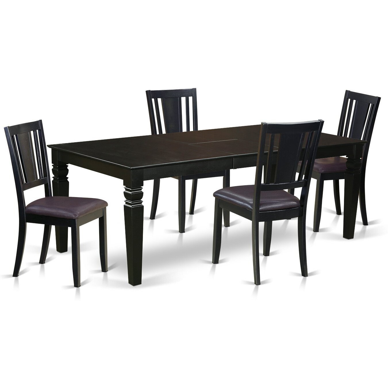 5  Pc  Dining  Set  With  A  Dining  Table  And  4  Leather  Dining  Chairs  In  Black
