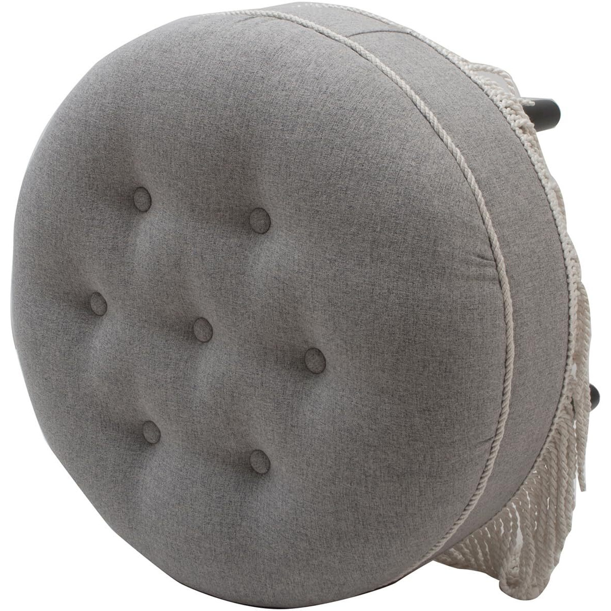 Jennifer Taylor Home Yolanda Upholstered Round Accent Ottoman  Light Gray Polyester With Ivory Trim