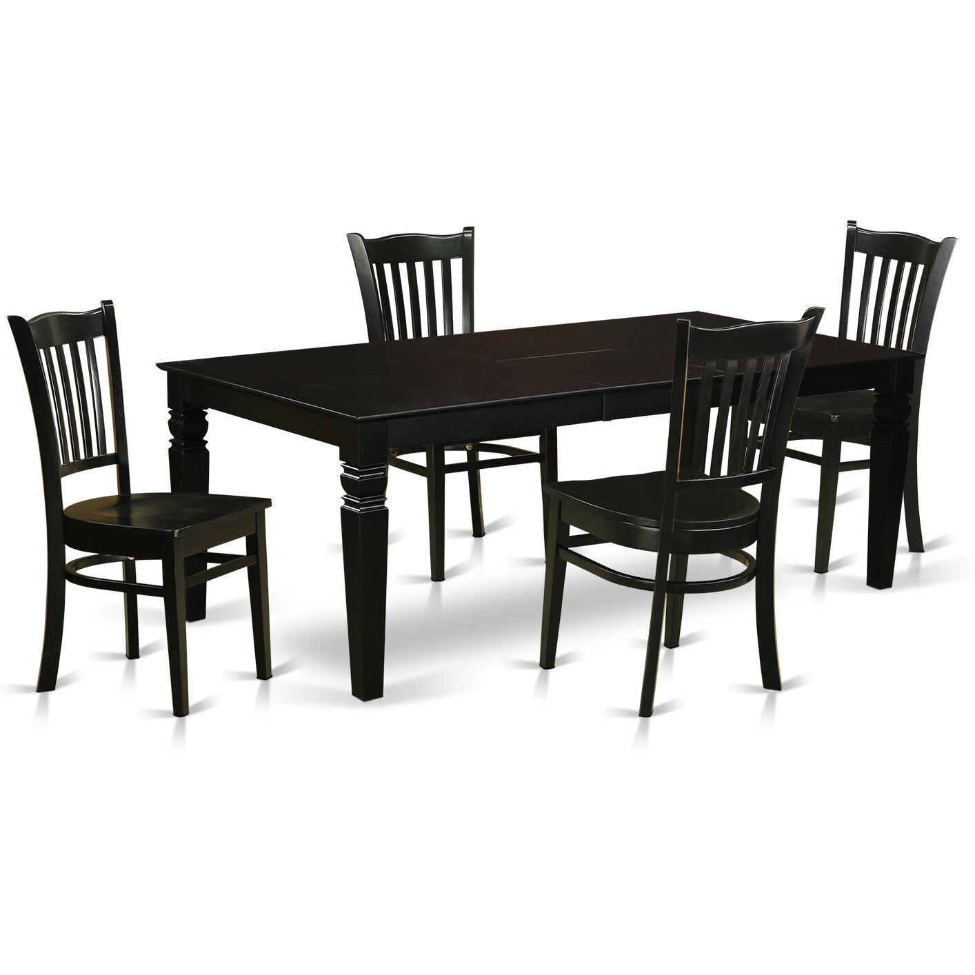 5  Pc  Dining  Room  Set  With  A  Dinning  Table  And  4  Wood  Kitchen  Chairs  In  Black