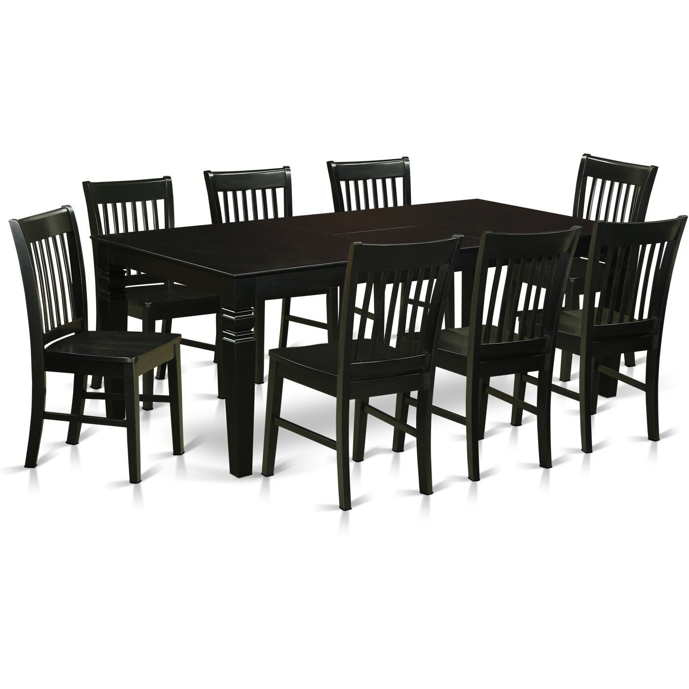 9  Pc  Dining  Set  With  A  Dining  Table  And  8  Wood  Dining  Chairs  In  Black