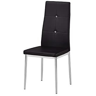 Best Master Trina Bi Cast Leather Dining Side Chair In Black (Set Of 2)