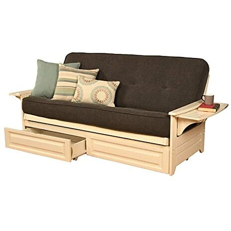 Phoenix Frame/Antique White Finish/Linen Charcoal Mattress/Storage Drawers