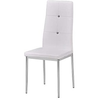Best Master Trina Bi Cast Leather Dining Side Chair In White (Set Of 2)