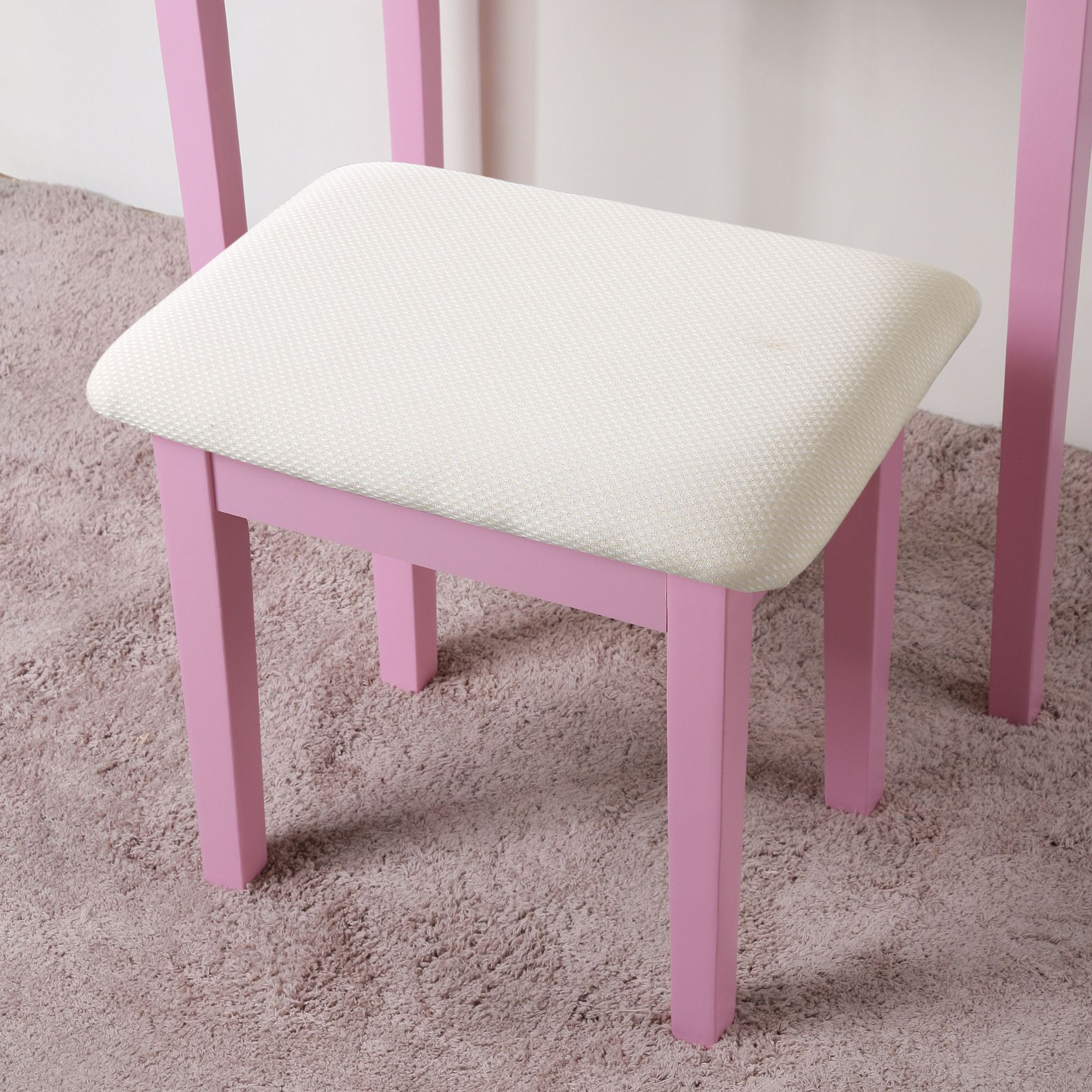 Moniys Wood Moniya Makeup Vanity Table And Stool Set  Pink