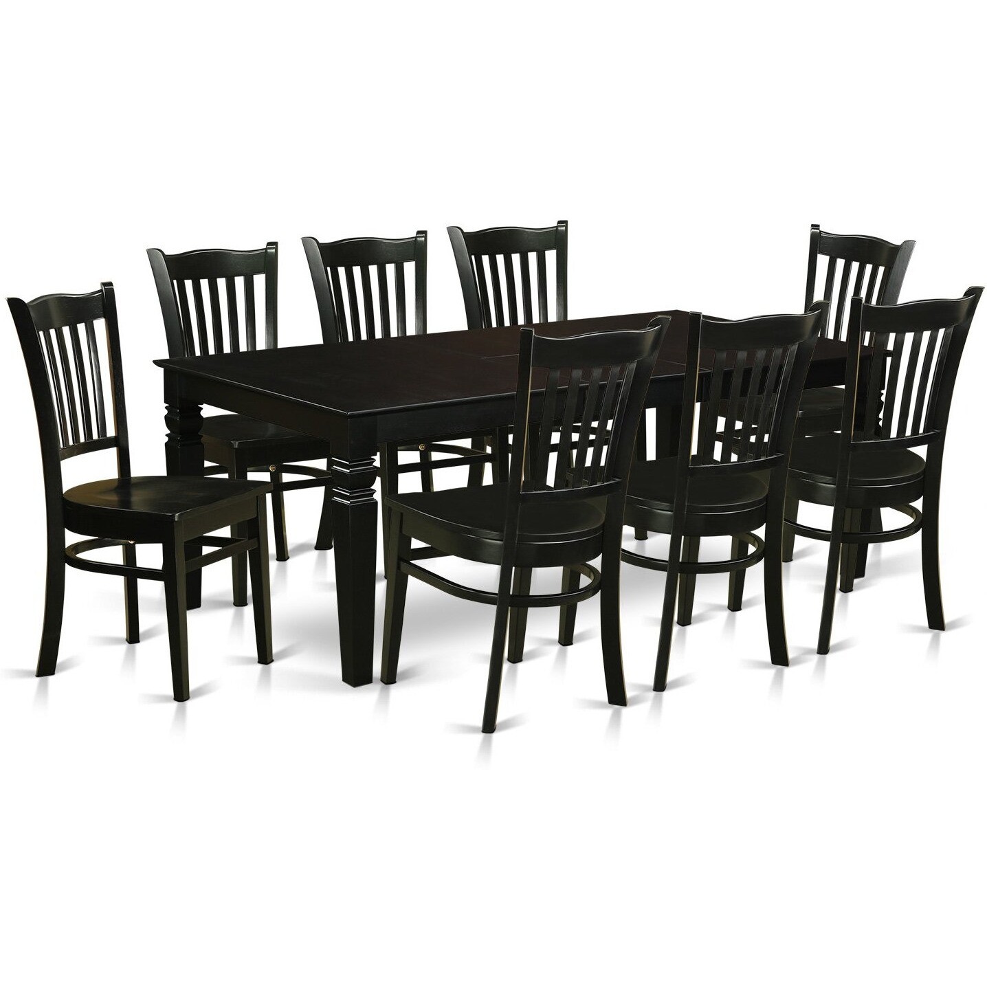9  Pc  Dining  Room  Set  With  A  Kitchen  Table  And  8  Wood  Kitchen  Chairs  In  Black