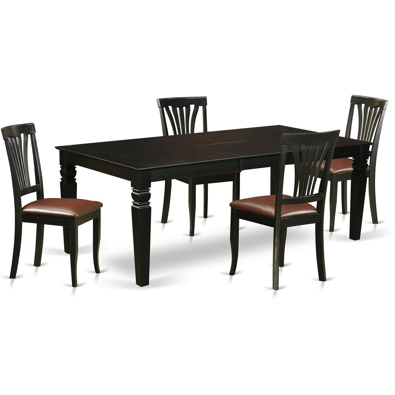 5  Pc  Dinette  Set  With  A  Kitchen  Table  And  4  Leather  Dining  Chairs  In  Black