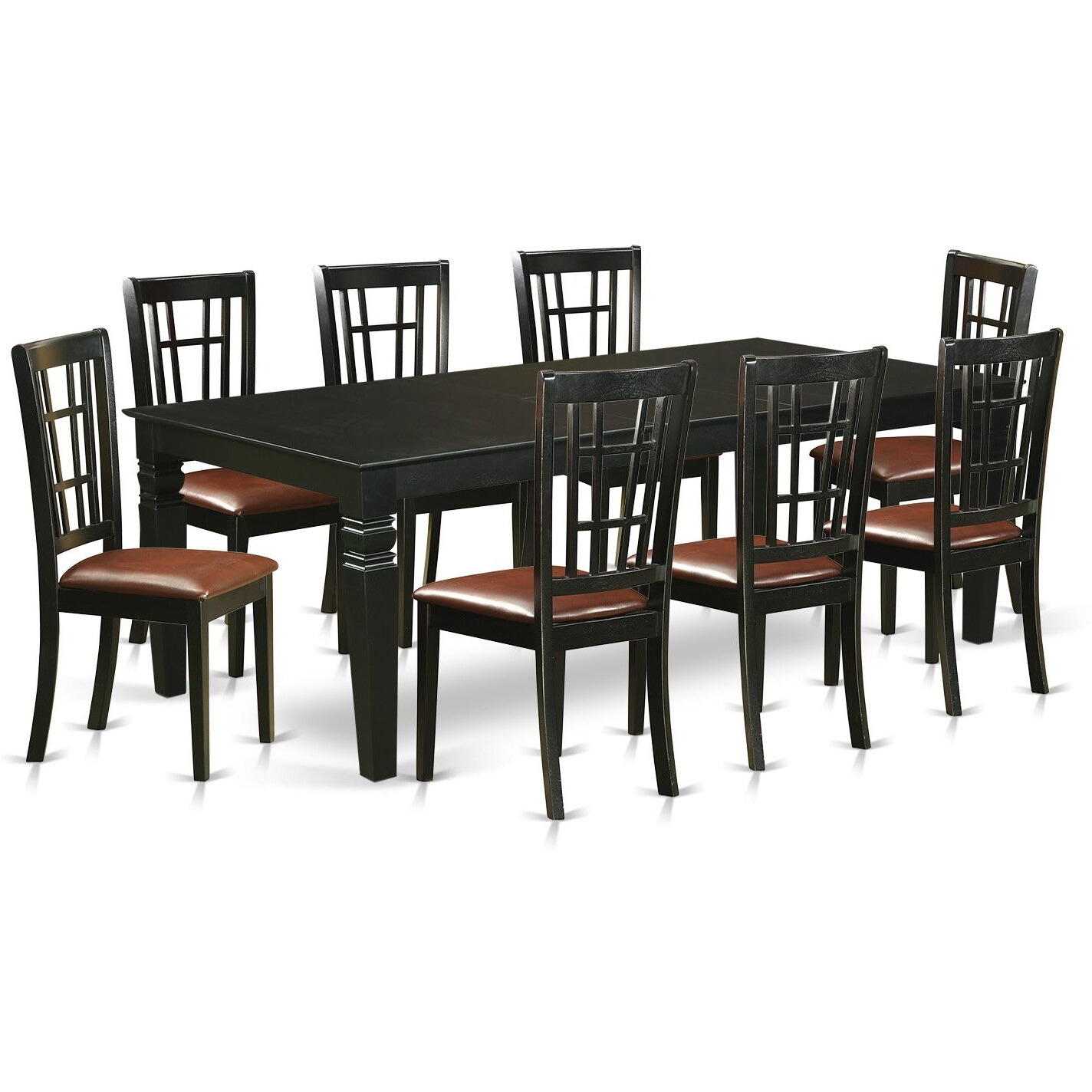 9  Pckitchen  Table  Set  With  A  Dinning  Table  And  8  Leather  Kitchen  Chairs  In  Black