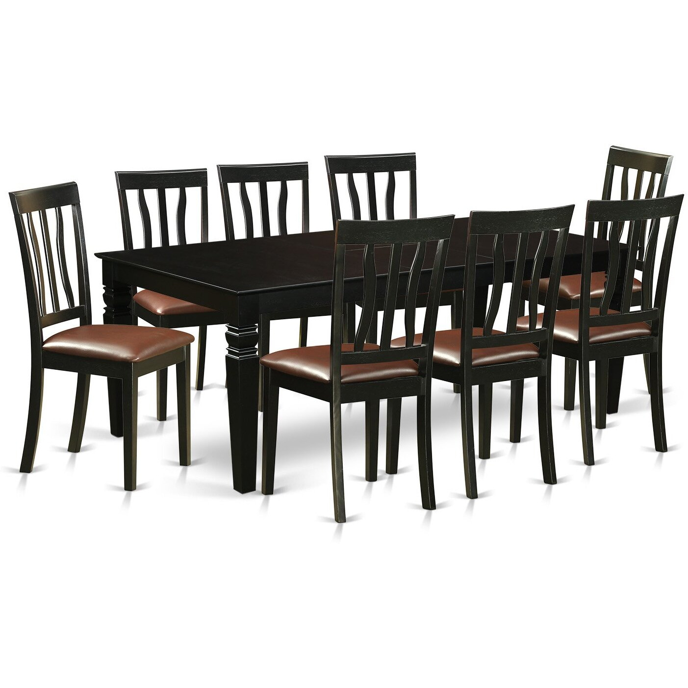 9  Pc  Dinette  Set  With  A  Dining  Table  And  8  Leather  Dining  Chairs  In  Black