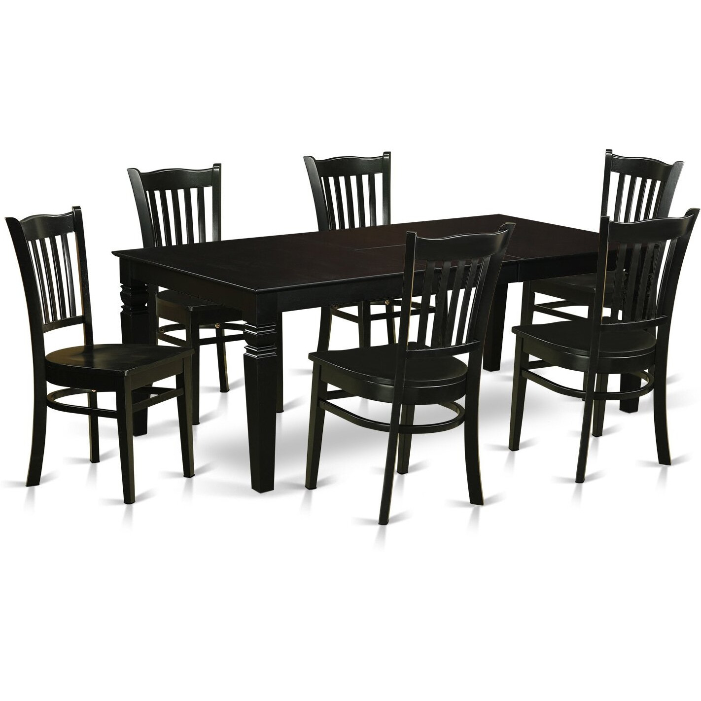 7  Pc  Dining  Set  With  A  Dinning  Table  And  6  Wood  Kitchen  Chairs  In  Black